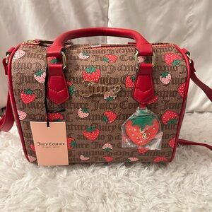 Juicy Couture Strawberry Barrel Bag with Monogram Print